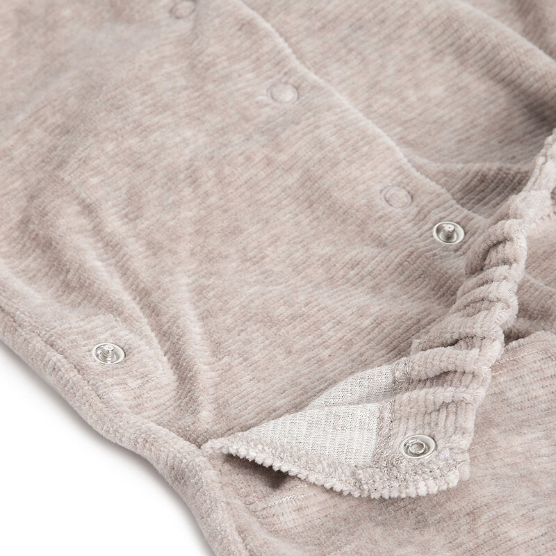Girls Light Natural Embellished Nappy Opening Babysuit image number 3
